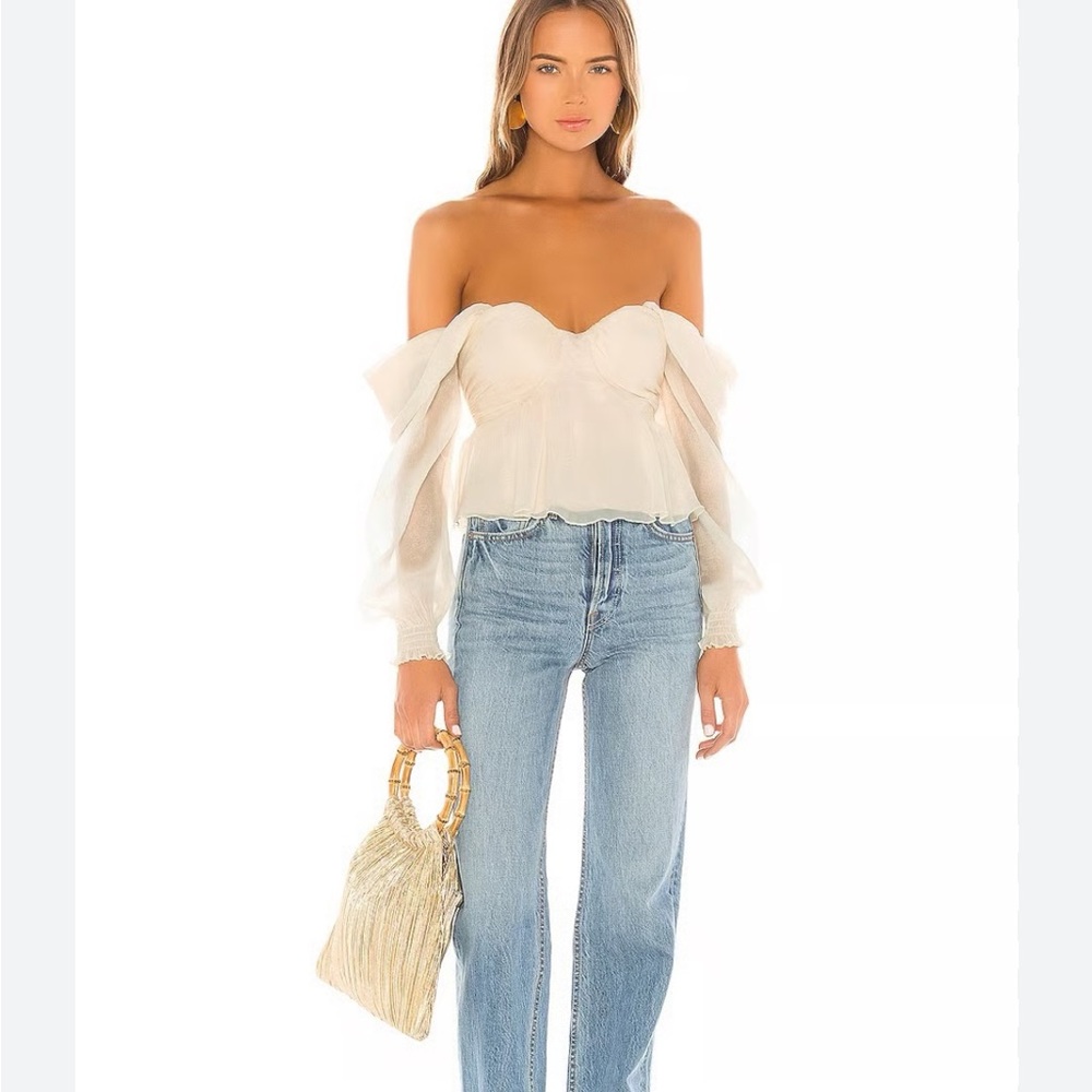 REVOLVE Off-Shoulder Cream Puff-Sleeve Blouse